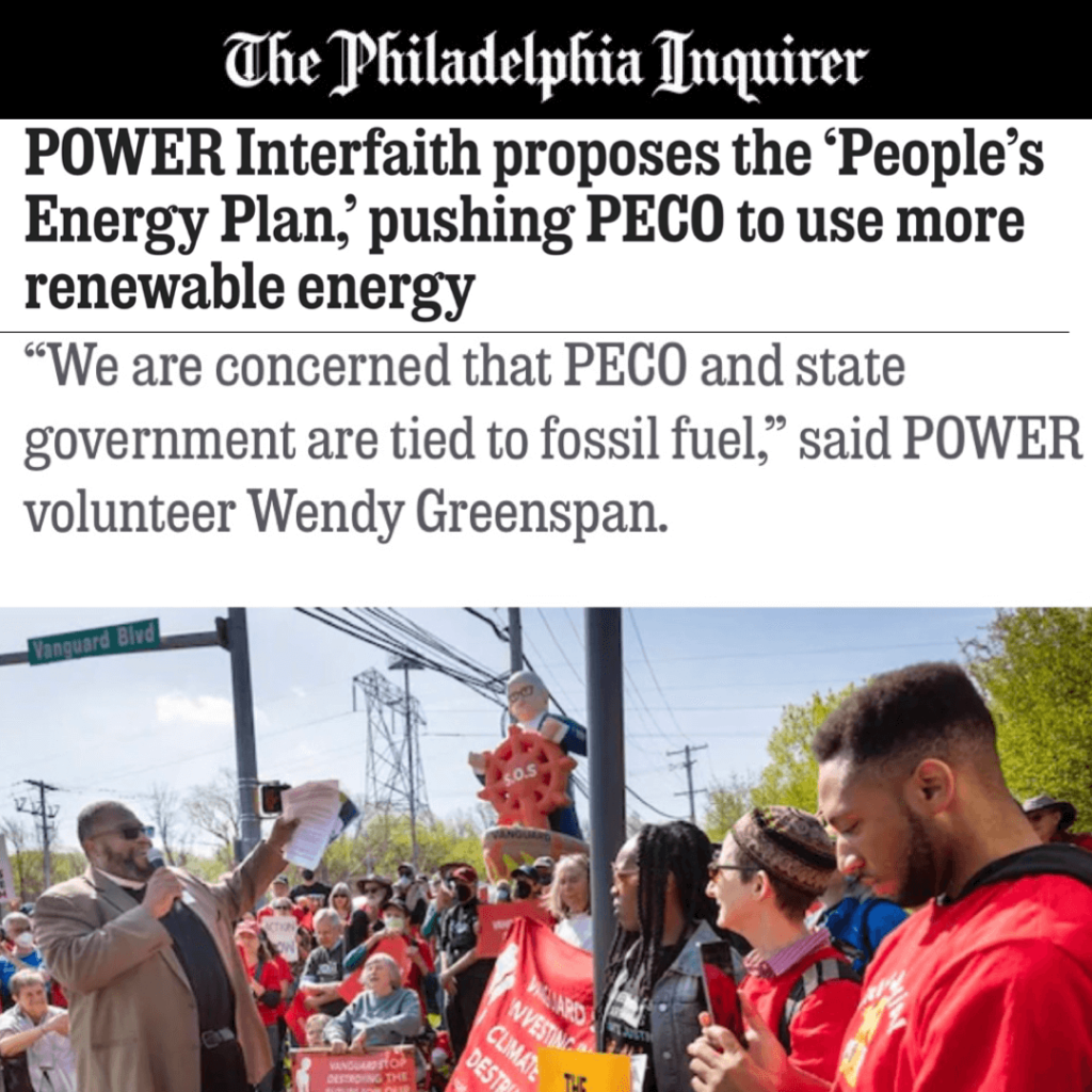 Preview of The Philadelphia Inquierer article that covers how POWER is pushing PECO to use more renewable energy.